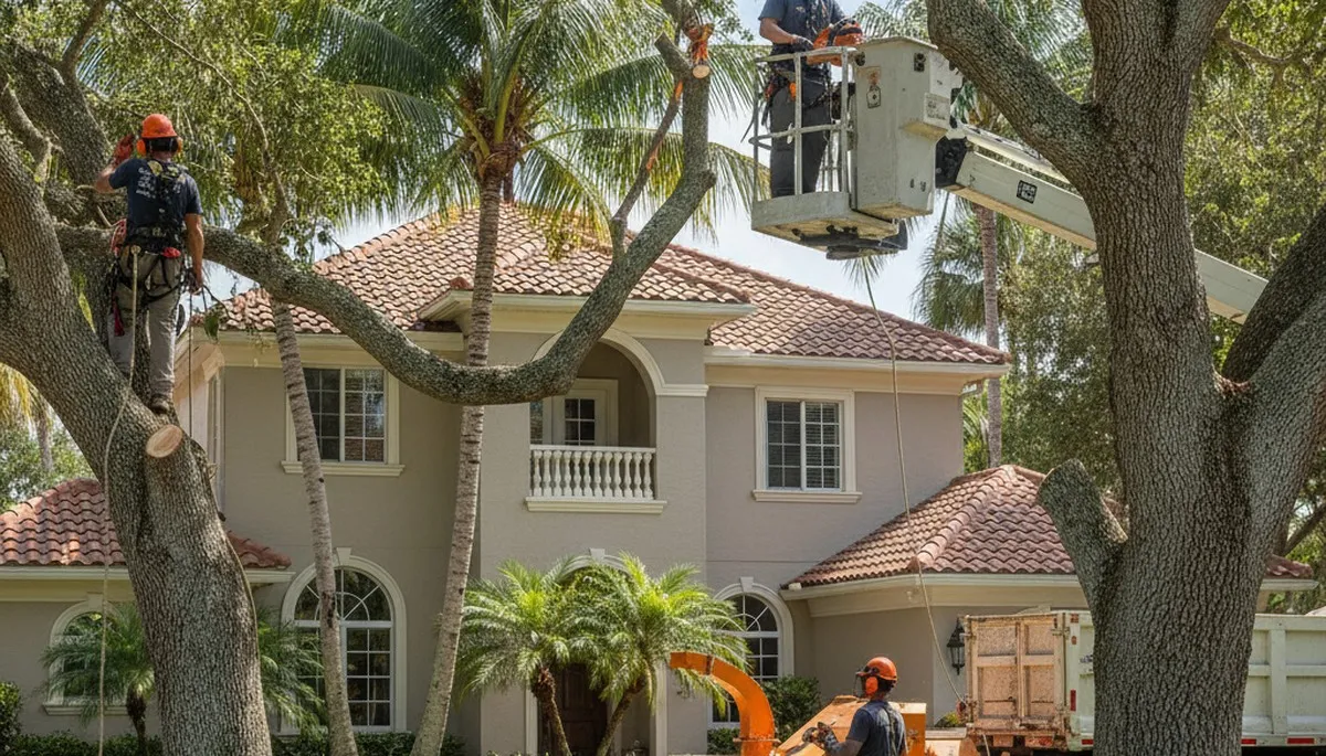 Tree trimming crew serving Boca Raton, FL for professional tree care and maintenance
